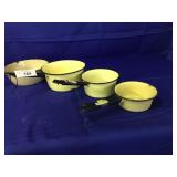 4 Pieces of Enamal Ware Cooking Pans-Various Sizes