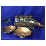 8 Pieces of Copper,Brass,Wood Canister Set