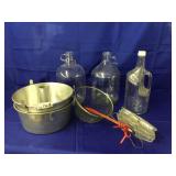 10 Pieces of Glass Jugs,Bundt Pans,Strainer,Trays
