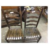 2 Oak Ladder Back Chairs