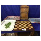 5 Pieces-Place Mats,Wooden Spoon Display,Checkerbo
