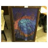 Painted Window Glass in Frame-(2-25-77)