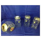Lot of 4 Vintage Clear Glass Containers