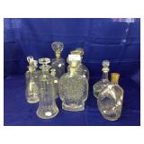 Lot of 10 Vintage Clear Glass Liquor Decanters w/T