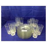 25 Pieces Clear Glass Dishes-12 Glasses,13 Plates