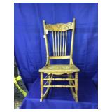 Oak Sewing Rocker Pressed Back Wicker Bottom