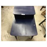 Blue Wood Mid-Century End Table