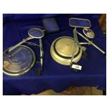 Pair of Side Mount Truck Mirrors & 2 Vintage Hub C