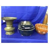 Brass Spitoon,4 Bonzai Pots,Hand Painted Mexican B