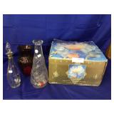 Fruitella Punch Bowl Set & 3 Various Vases