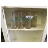6 Small Green Spot Milk Bottles-Half Pint