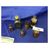 Selection of 6 Small Brown Medicine Bottles