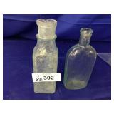 Pair of Vintage Green Medicine Bottles-No Names