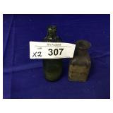 Pair of Vintage Small Medicine Bottles-One Green,O