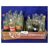 Wooden RC Cola Case w/24 Assorted Soda Bottles