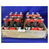 Wooden RC Cola Case w/4 Full Coke 6-Packs(6.5oz)