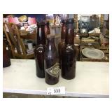 5 Pieces of Vintage Brown Bottles-Holster,Coca-Col
