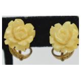 HAND CARVED ROSE EARRINGS
