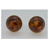 14K GOLD AMBER EARRINGS