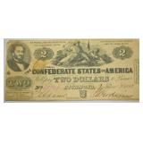 1862 2 DOLLAR CONFEDERATE NOTE