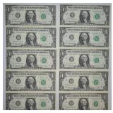 10 1974 GEM DOLLAR BILLS   IN SEQUENCE