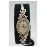 14k White Gold & Diamond Benrus Lady