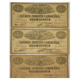 3 pcs. UNC 1863 Civil War Issue $1 Notes