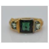 Gold-tone Sterling Gemstone Ring