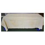 Heavy Vintage White Table Cloth w/ Floral Design
