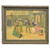 Antique Framed Textured Print - Genre Scene
