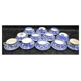 24 pcs. Vintage Blue Willow Ware Teacups & Saucers