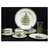 9 pcs. Vintage Spode England Christmas Tree China