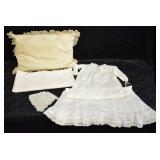 4 pcs. ca. 1910 Baby Christening Dress, Cap & More