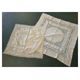 2 pcs. Antique Cotton Linen & Open Lace Tablecloth