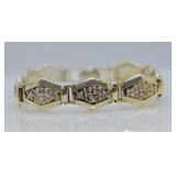 Heavy Sterling Silver & White Stone Bracelet