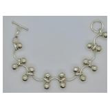 Heavy Sterling Silver Bar-bell Bracelet