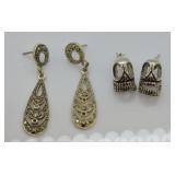 2 Pairs Sterling Silver Earrings