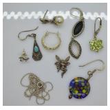 9 pcs. Mismatched Sterling Silver Jewelry