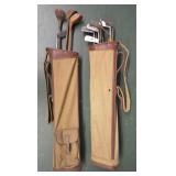 Vintage Wood & Wood Handle Golf Clubs & Bags