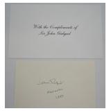Index Card Signed by Sir John Gielgud