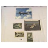 6 Airplane Related Items-3 Photographs,3 Post Card