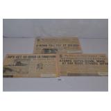 Group of 3 Vintage Newspapers Announcing Atomic Bo