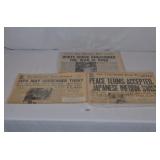 Group of 3 Vintage Newspapers  Announcing End of W