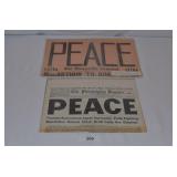 Pair of Vintage Newspapers Announcing Peace