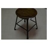 Vintage Iron & Wood Stool-14.5" Diameter & 18" T