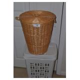 Pair of Laundry Baskets-One Wicker,One Plastic