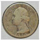 1932 S WASHINGTON QUARTER  VF  KEY DATE