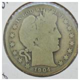 1904 S BARBER HALF DOLLAR  G  KEY DATYE