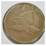 1857 FLYING EAGLE CENT  VF