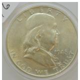 1948 FRANKLIN HALF  CHOICE BU FULL BELL LINES